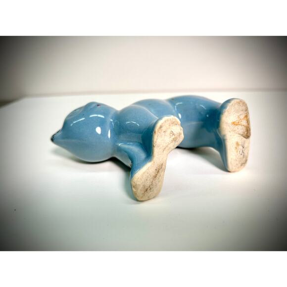 Scaredy Cat Planter in Vintage Blue, MCM Small McCoy Syle Ceramic Fall Decor - Picture 5 of 6